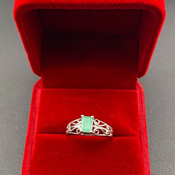 Vtg. CID CLYDE DUNEIER 10K White Gold & 0.5 Ct. Natural Emerald Ring Sz. 7.5 - Picture 14 of 16